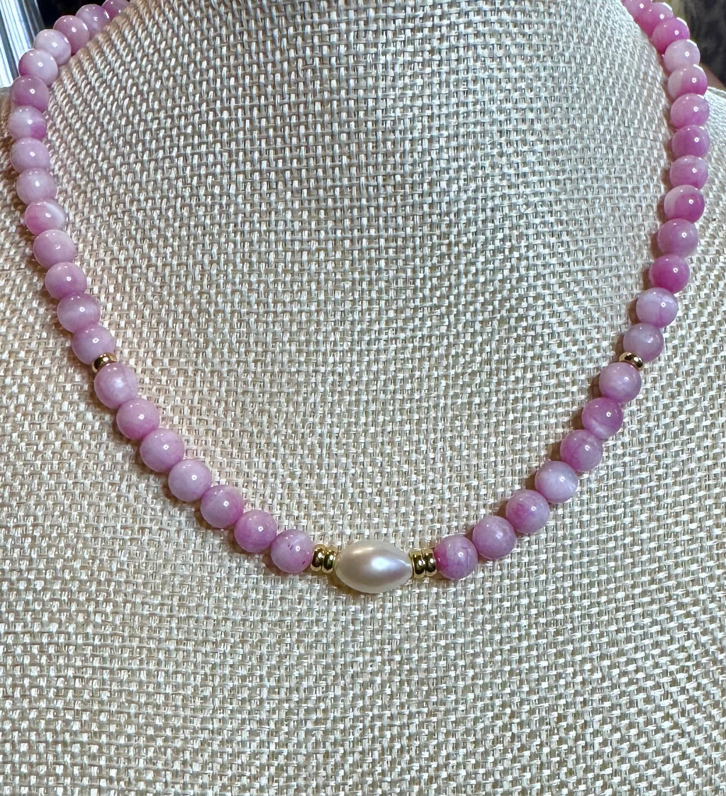 The Mila Necklace — In Pink Jade
