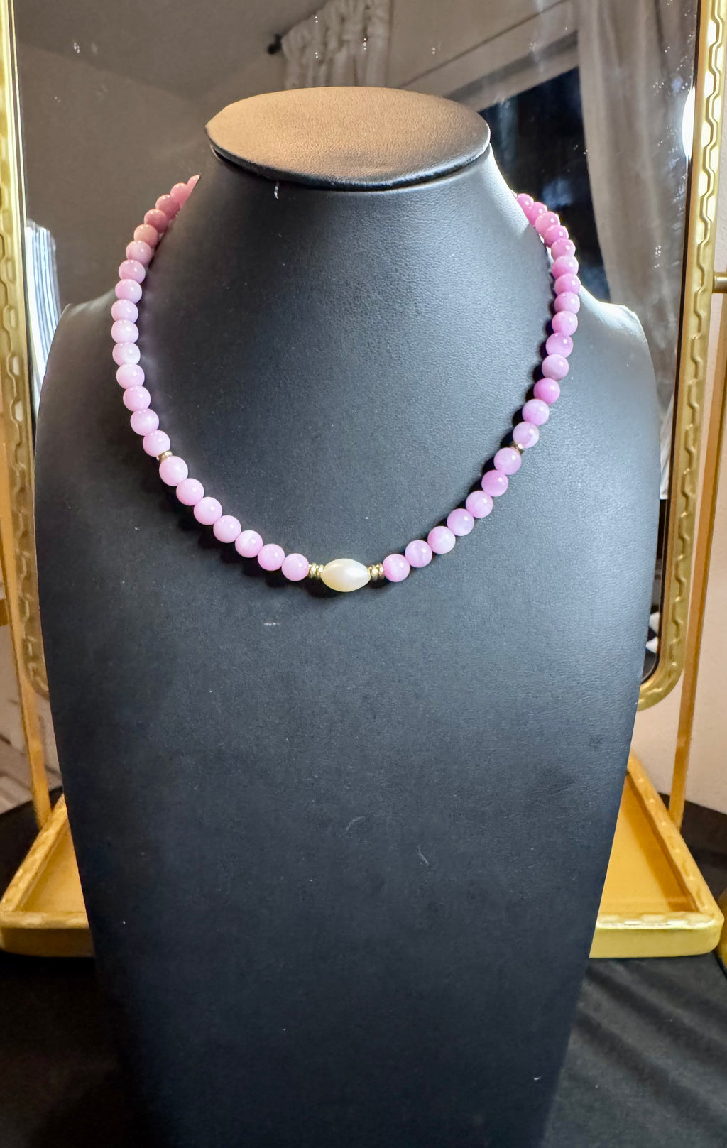The Mila Necklace — In Pink Jade