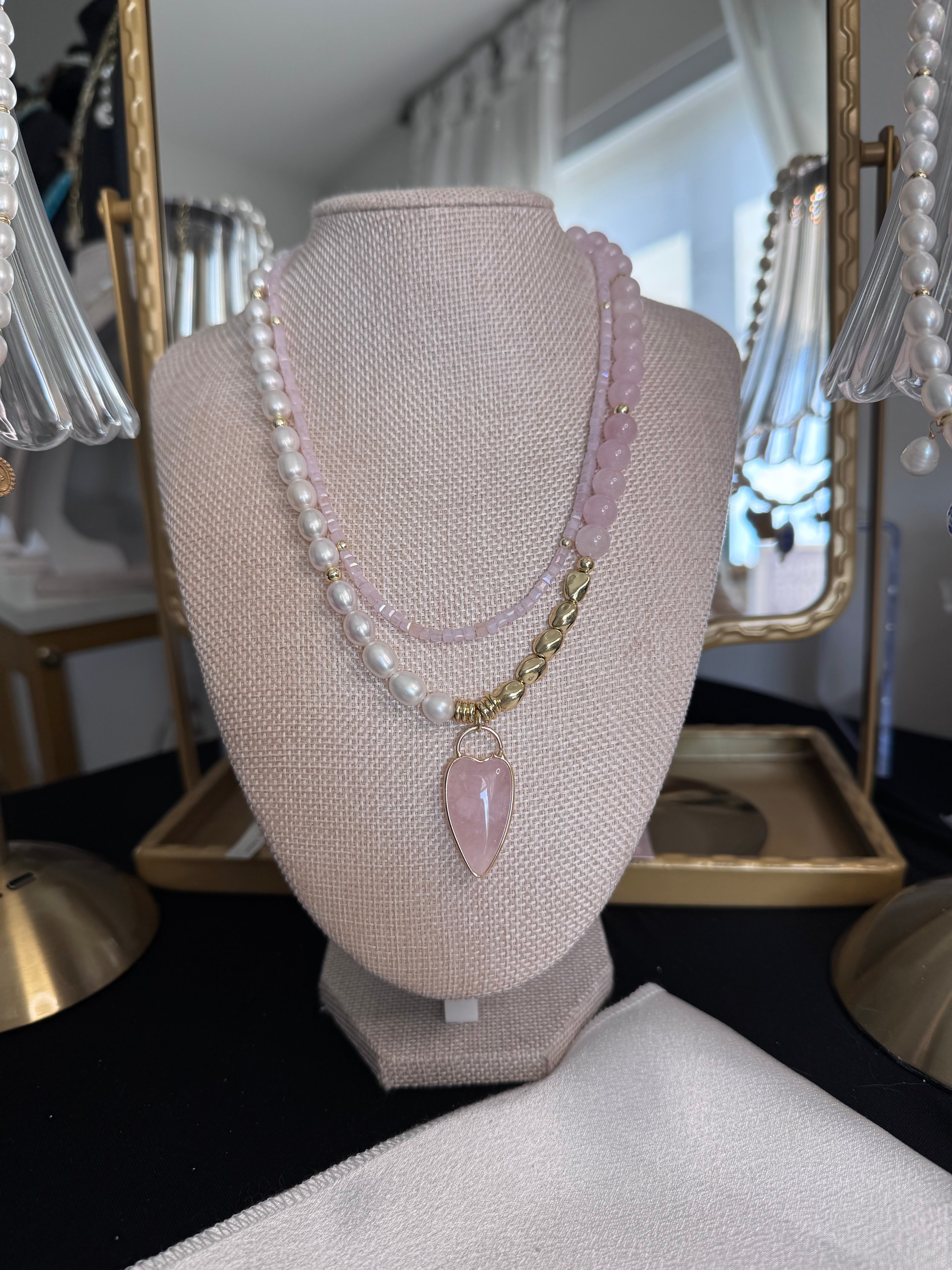 The Glimmer Necklace — In Rose Quartz