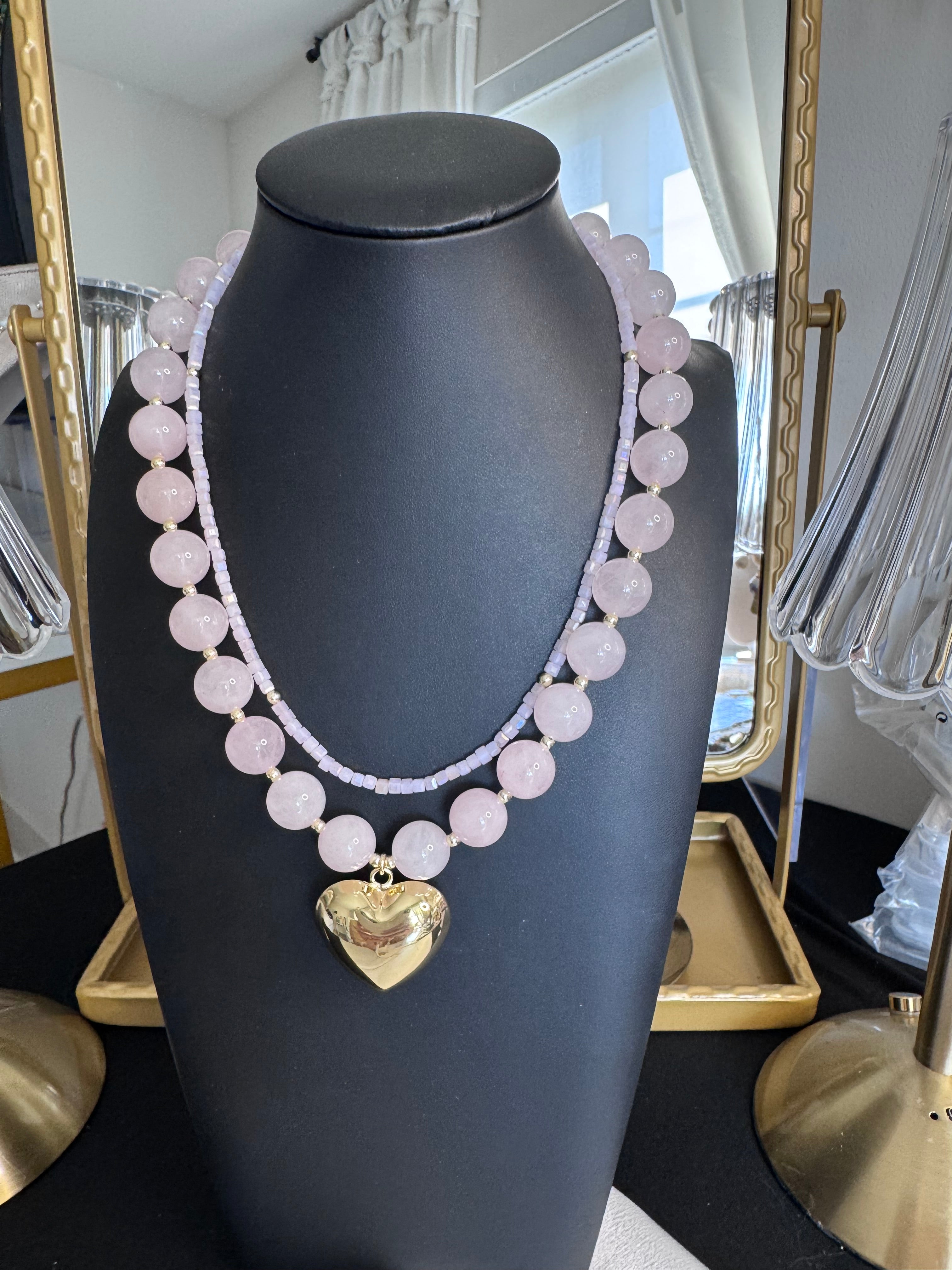 The Glimmer Necklace — In Rose Quartz