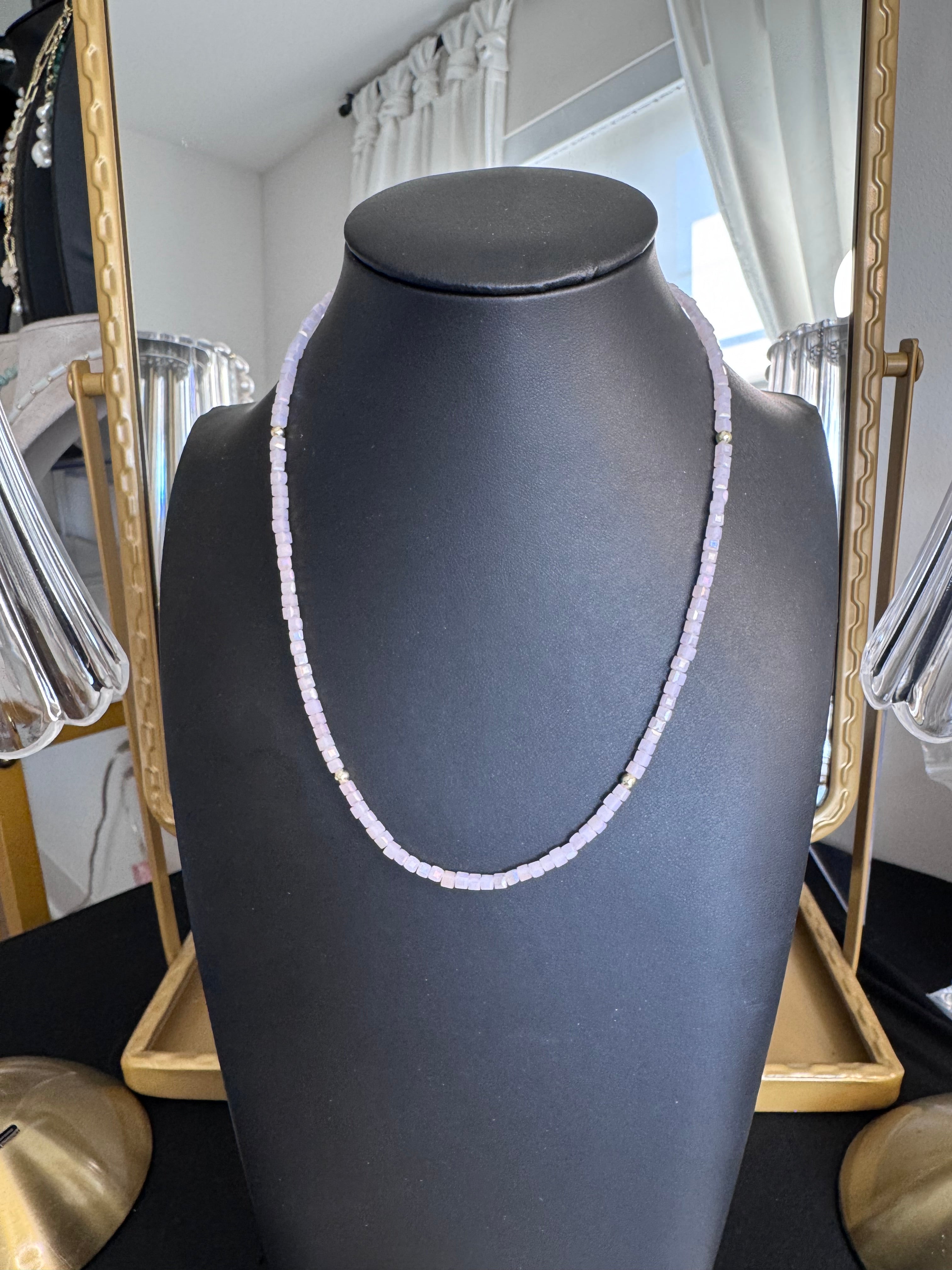 The Glimmer Necklace — In Rose Quartz