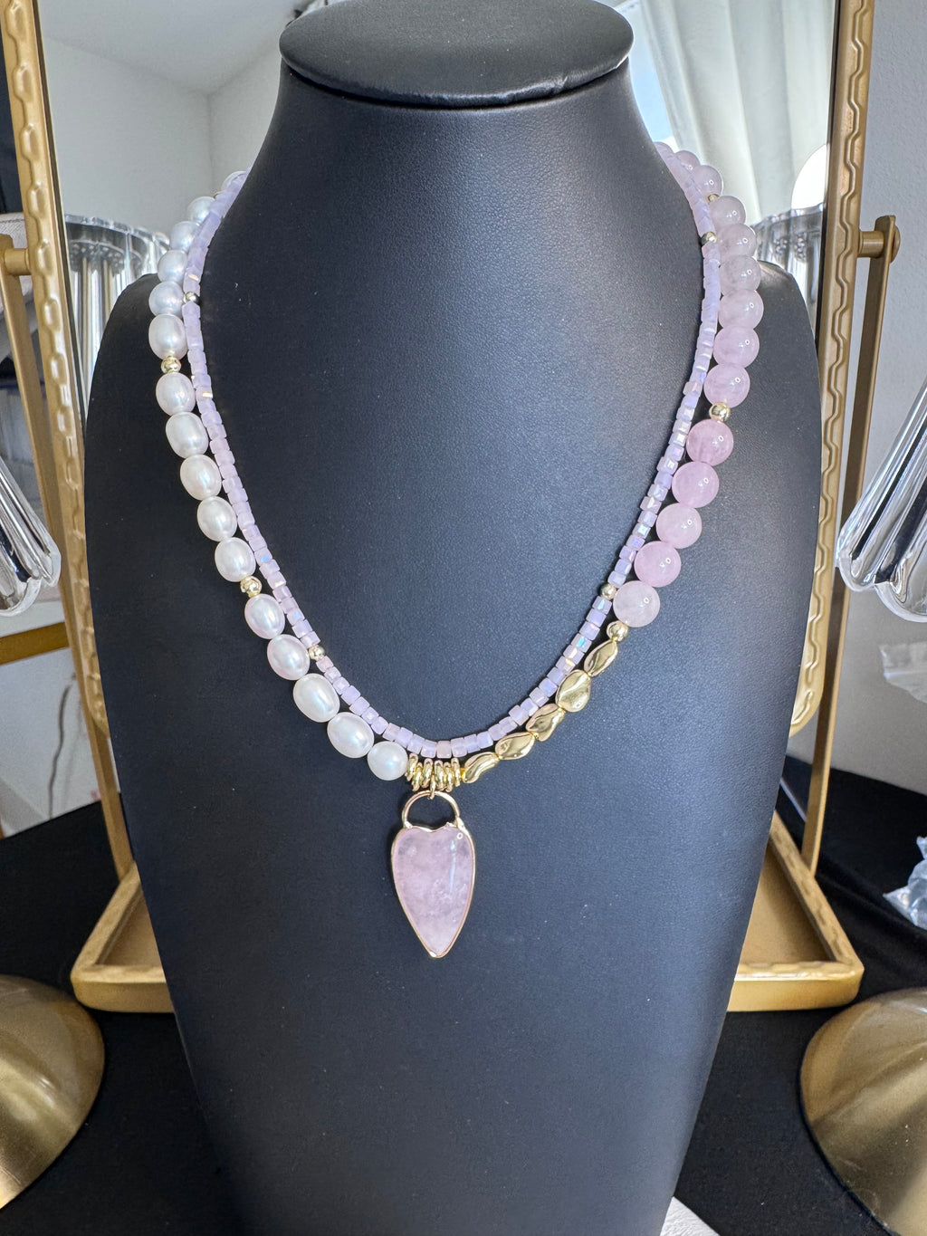 The Glimmer Necklace — In Rose Quartz