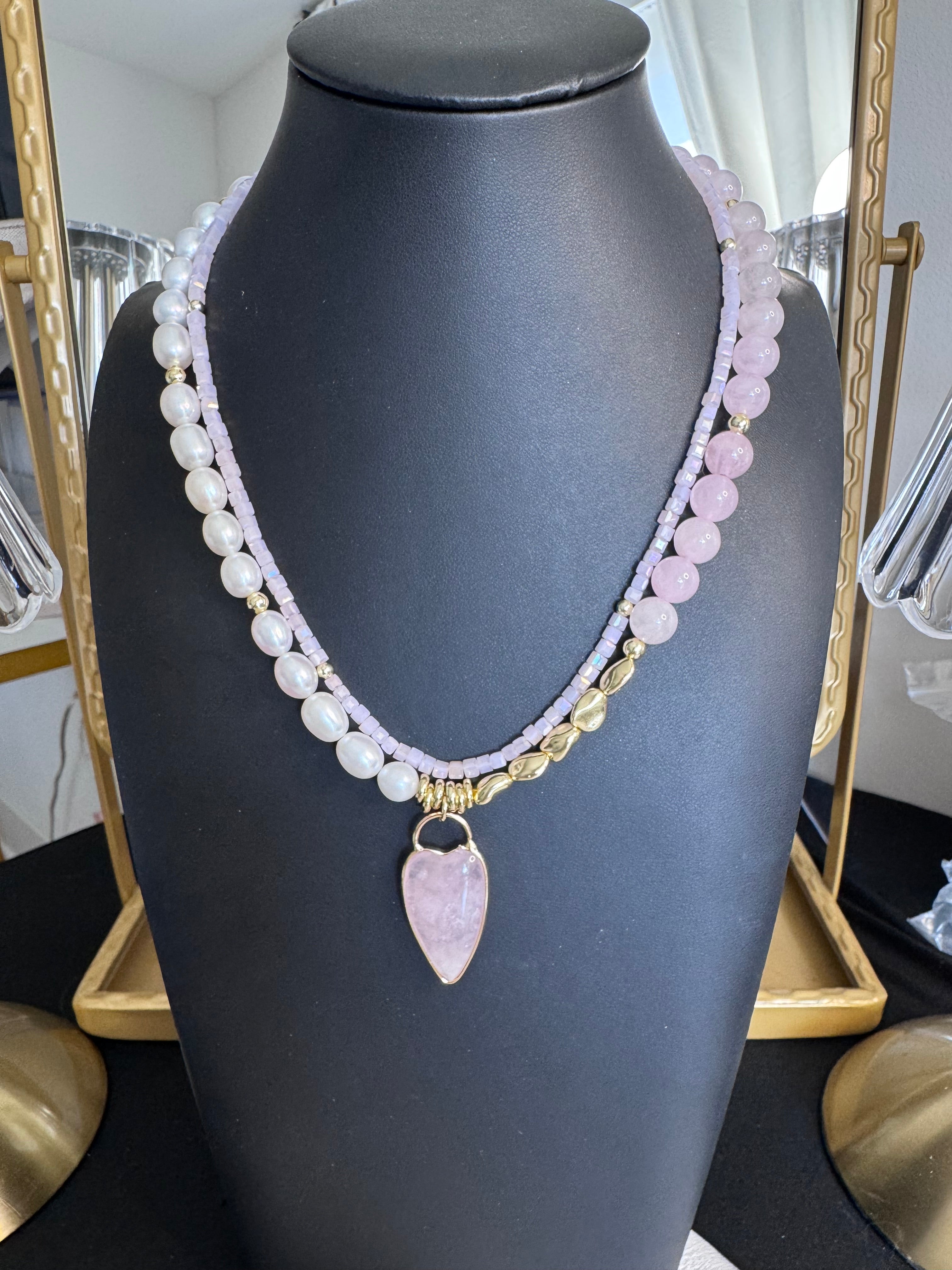 The Glimmer Necklace — In Rose Quartz
