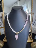 The Esmé Necklace — Rose Quartz + Freshwater Pearl