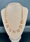 Golden Light - Glass Bead & Freshwater Pearl Necklace