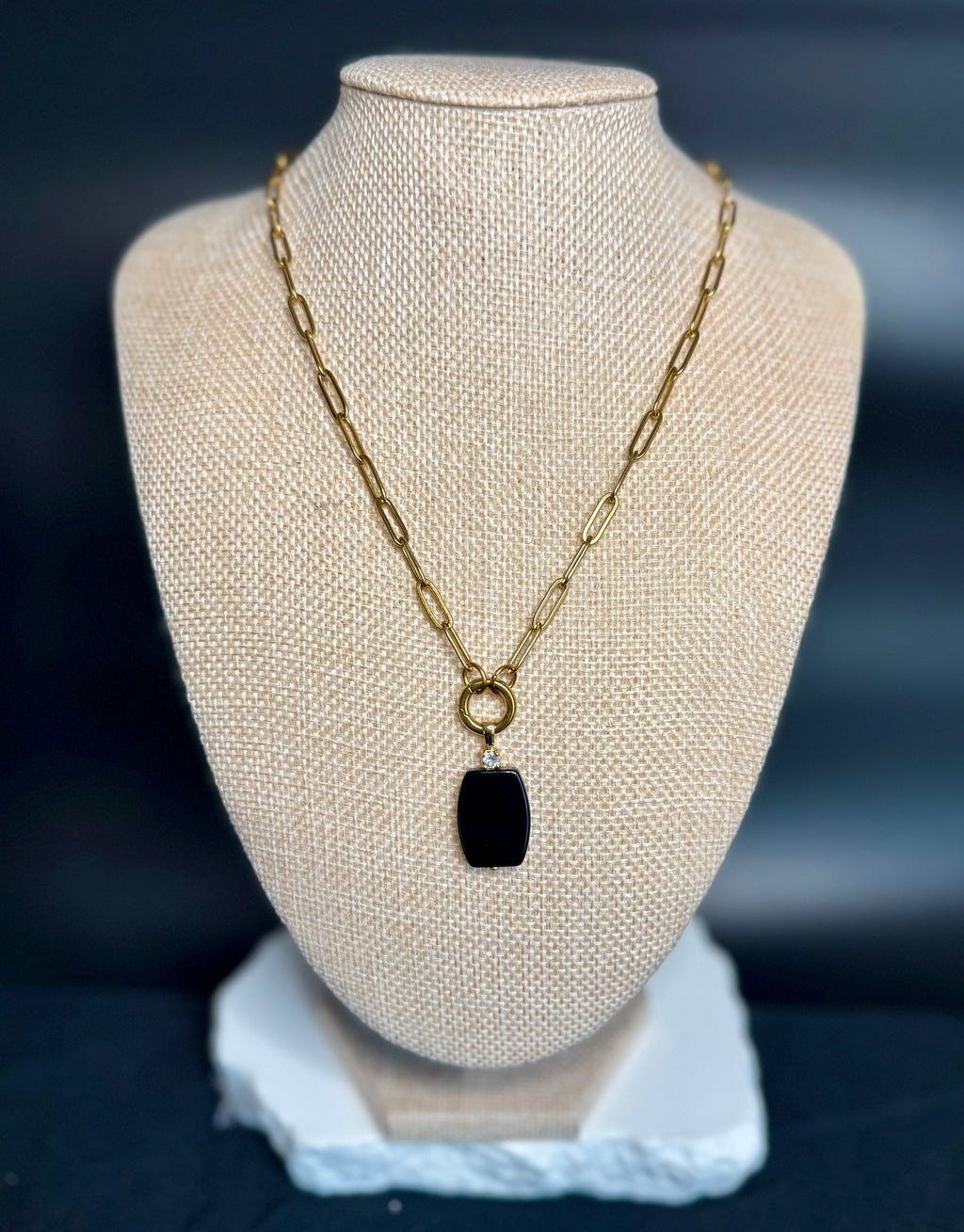 Black Onyx Charm Necklace